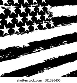Black and white american flag.