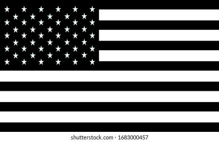Black and white american flag flat vector icon 