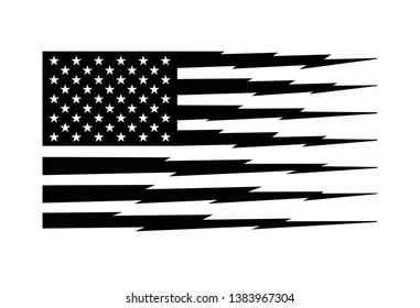 Black and White American Flag Stripes in Lightning Shape