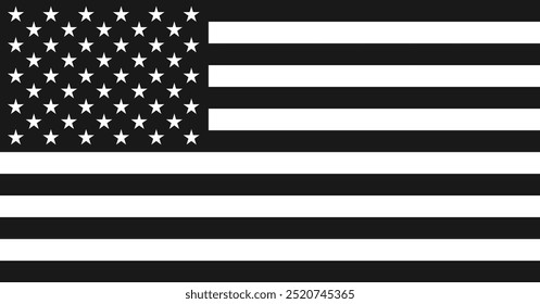Bandera americana en blanco y negro. Bandera de Vector de los Estados Unidos