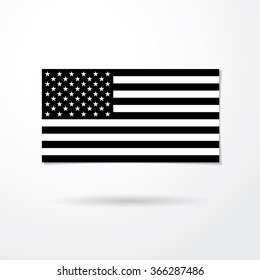 Black and white American flag. Vector illustration
