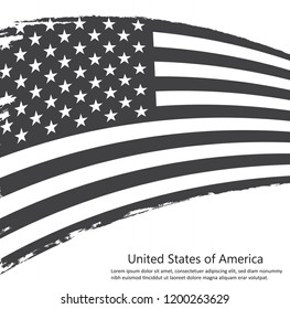 Black and white American flag.Vector grunge flag of USA.