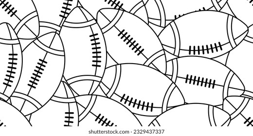 black white american football ball seamless pattern