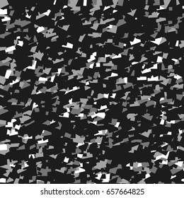 Black and white amorphous texture with random elements. Messy, chaotic pattern