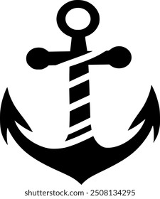 A black and white anchor with a white background. The anchor is the main focus of the image