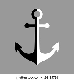 Black and white anchor icon 