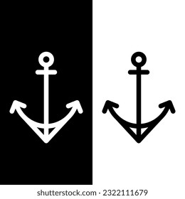 black and white anchor icon vector logo template
