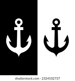 plantilla de logotipo de vectores de iconos de anclaje en blanco y negro