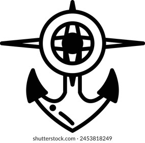 A black and white anchor with two arrows pointing up. The anchor is a symbol of strength and stability