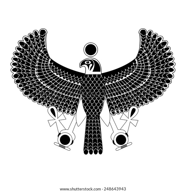 Black White Ancient Egyptian Symbol Horus Stock Vector