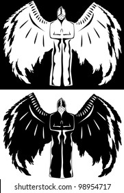 Black and white angel in opposite contrast