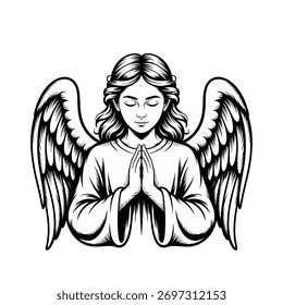 Black and White Angel in Prayer
