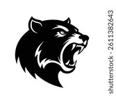 a black and white angry bear growling