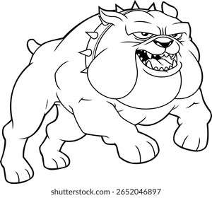 Preto e branco irritado Bulldog Cartoon Personagem Growling - Mão Vetor Desenhado Ilustração Isolada No Fundo Transparente