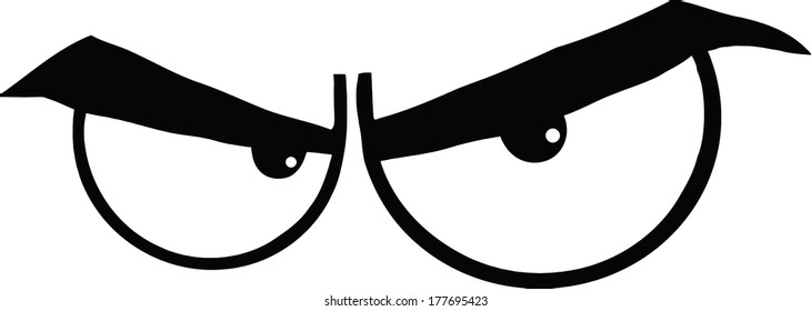 Black And White Angry Cartoon Eyes. Vector Illustration Isolated on white