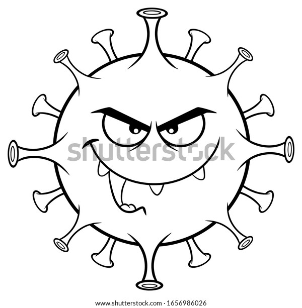 Black White Angry Coronavirus 2019ncov Cartoon Stock Vector