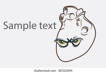 Black And White angry heart facial background and place for semple text