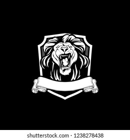 Black White Angry Lion Vector Badge Stock Vector (Royalty Free ...