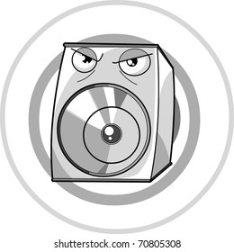 black and white angry speaker cartoon vector illustration.