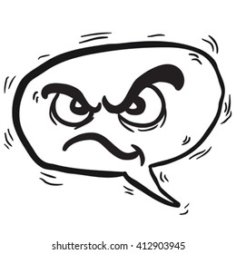 black and white angry speech bubble cartoon illustration