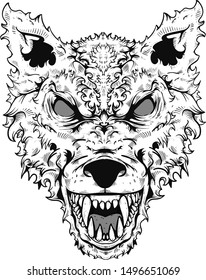 Black and white angry wolf