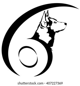Black and white animal on white background.