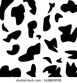 Black And White Animal Print. Seamless Pattern Cow Skin.