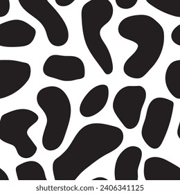 Black and white animal print spot seamless pattern. Vector illustration design.