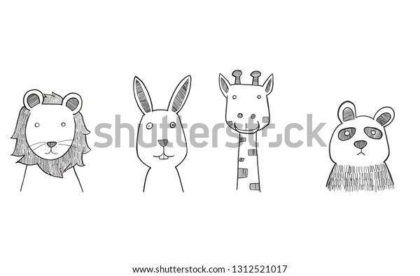 Black White Animals Stock Vector (Royalty Free) 1312521017 | Shutterstock