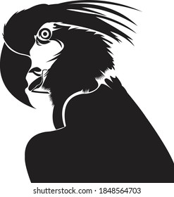 Black and white animals or Stencil arts of bird.