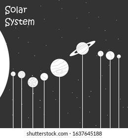 black and white animated solar system