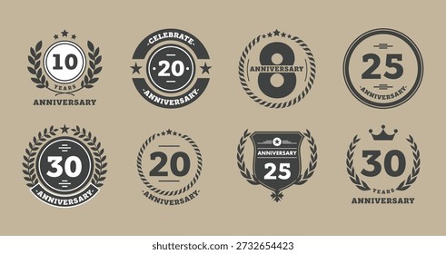 Diseño de Vector de logotipo de aniversario en blanco y negro