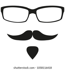 Black and white anonymous avatar silhouette set. Moustache beard and glasses. Hipster vector illustration for gift card certificate sticker, badge, sign, stamp, logo, label, icon, poster, patch