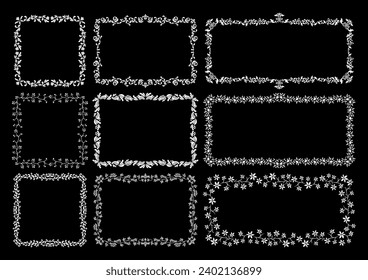 Marco decorativo de época en blanco y negro y telón de fondo. Ilustración vectorial. Colección de cuadros cuadrados ornamentales de lujo.