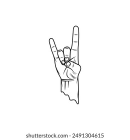 black and white apana mudra right hand gesture vector line art