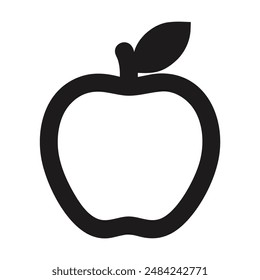 Black and white apple silhouette illustration. Vector illustration