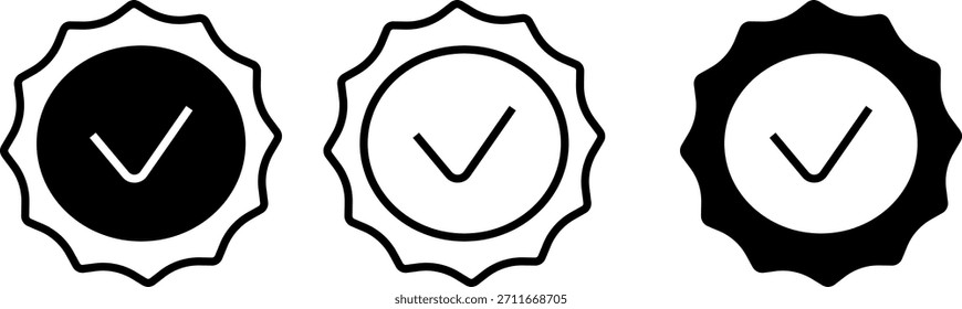 Sello aprobado blanco y negro con marca de verificación