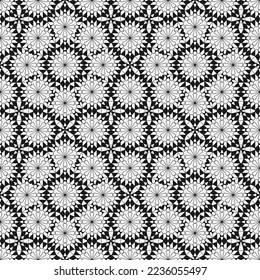 Black and white arabic mosaic tiles seamless pattern. Vector illustration