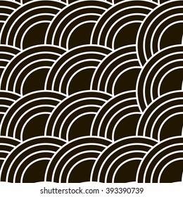 Black and white arc seamless vector pattern print.