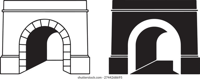 Black and white architectural arches with brick details architectural details stone
