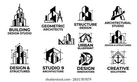 Black and white architectural logos