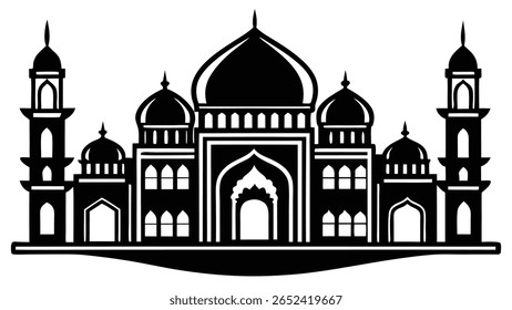 TajMahal Vetor Arquitetônico em Preto-e-Branco