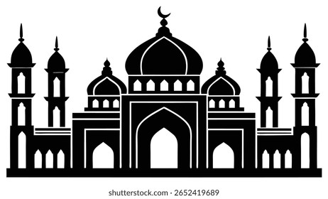 TajMahal Vetor Arquitetônico em Preto-e-Branco
