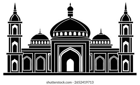 TajMahal Vetor Arquitetônico em Preto-e-Branco