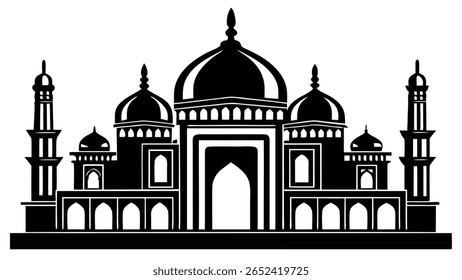 TajMahal Vetor Arquitetônico em Preto-e-Branco