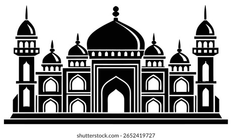 TajMahal Vetor Arquitetônico em Preto-e-Branco
