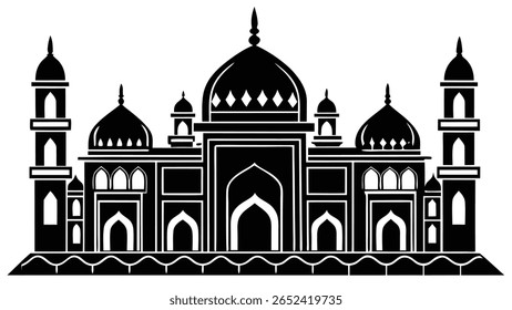 TajMahal Vetor Arquitetônico em Preto-e-Branco