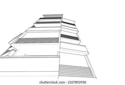 dibujo vectorial de construcción de arquitectura en blanco y negro