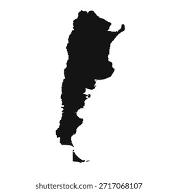 Mapa simples de Argentina preto e branco