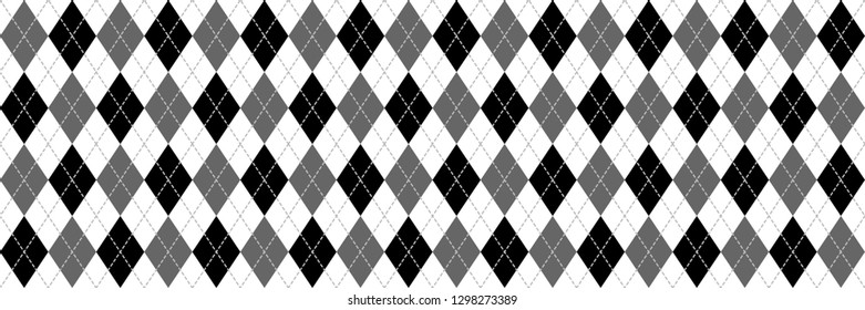 Black and White Argyle Banner